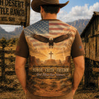 The Lord Is My Shepherd Christian All Over Print Shirt, Psalm 23 Cowboy Veteran Shirt