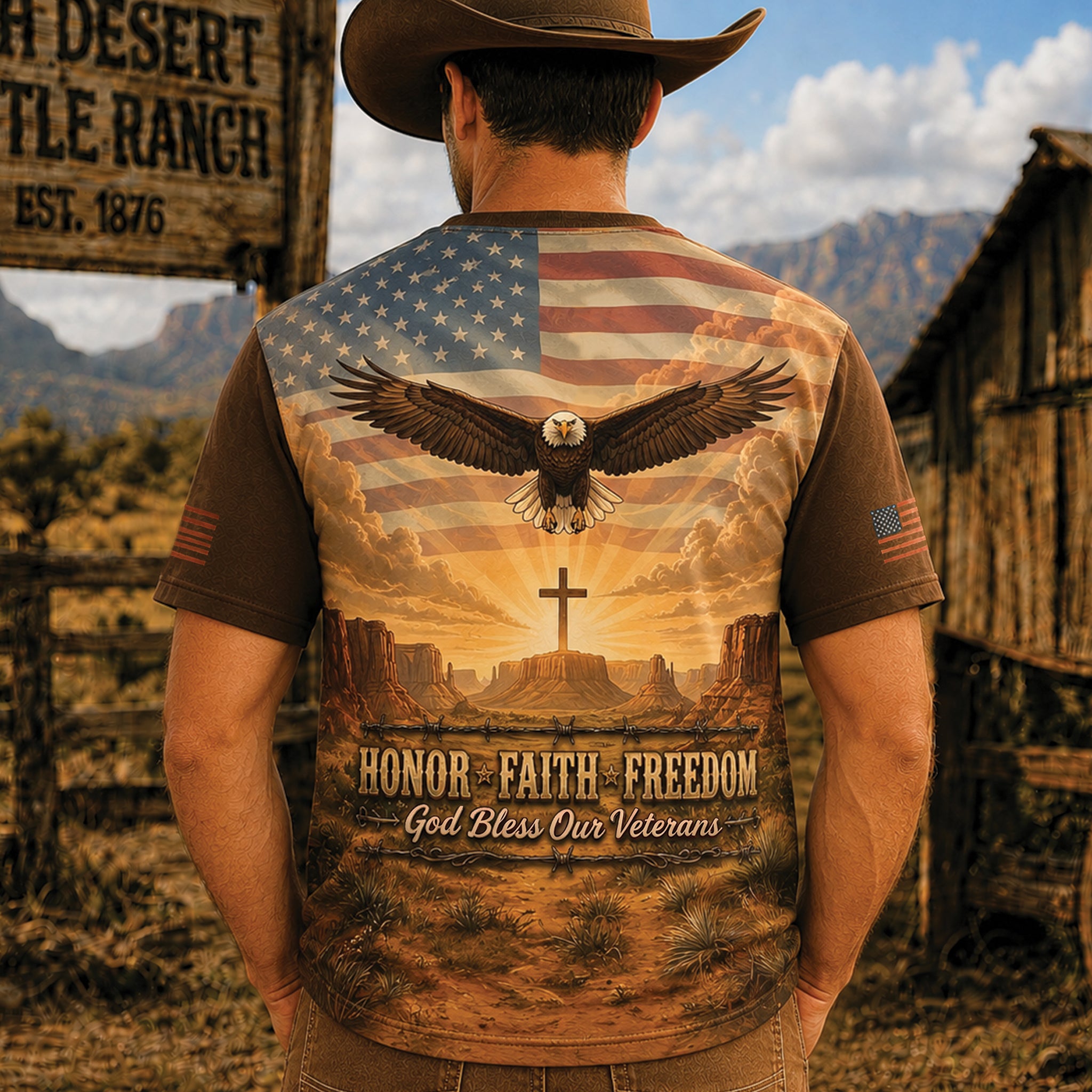 The Lord Is My Shepherd Christian All Over Print Shirt, Psalm 23 Cowboy Veteran Shirt