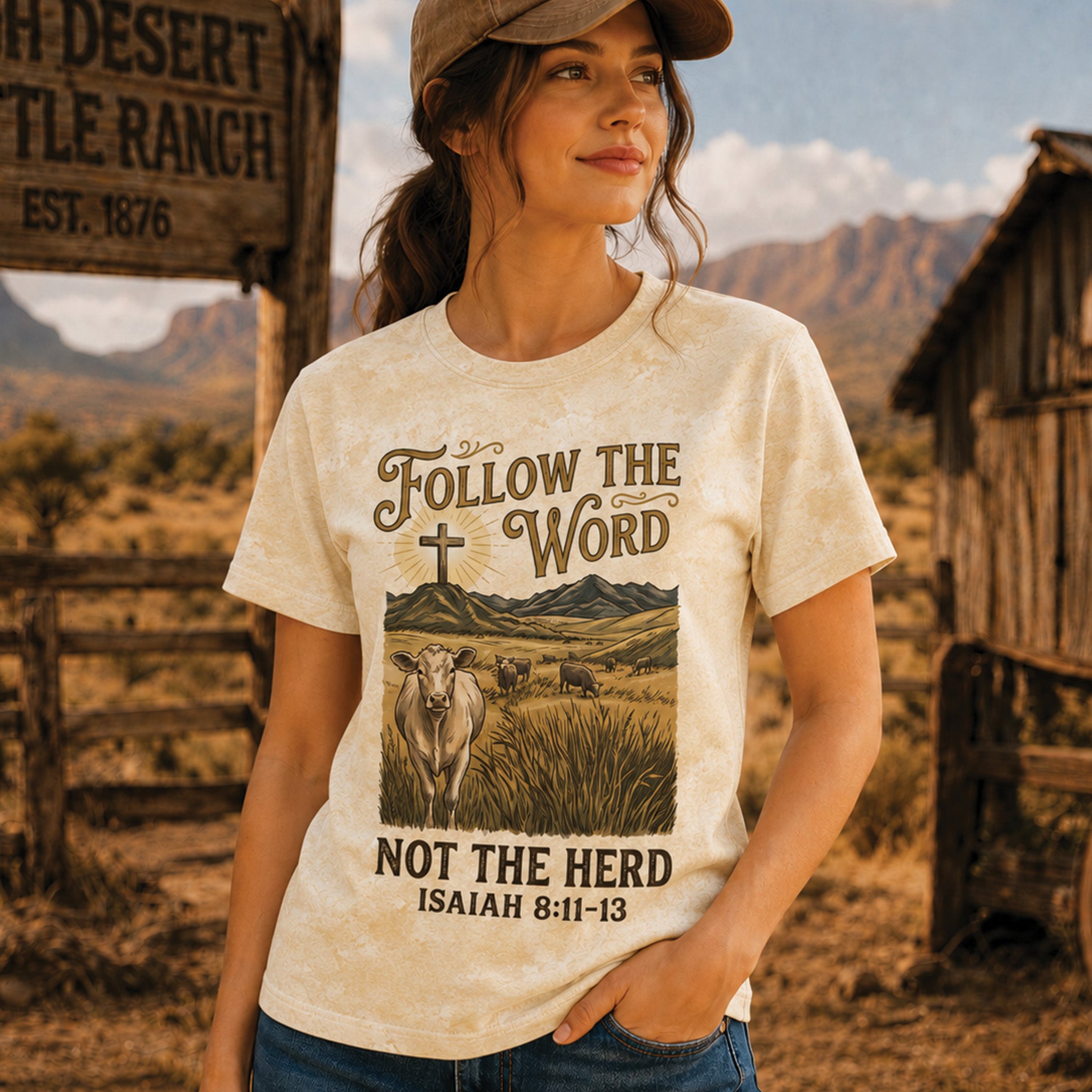 Follow the Word Not the Herd Christian All Over Print Shirt, Isaiah 8:11–13 Western Cow Shirt