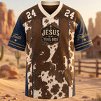 Christian Football Jersey, Jesus Is My Trail Boss Cowboy Shirt