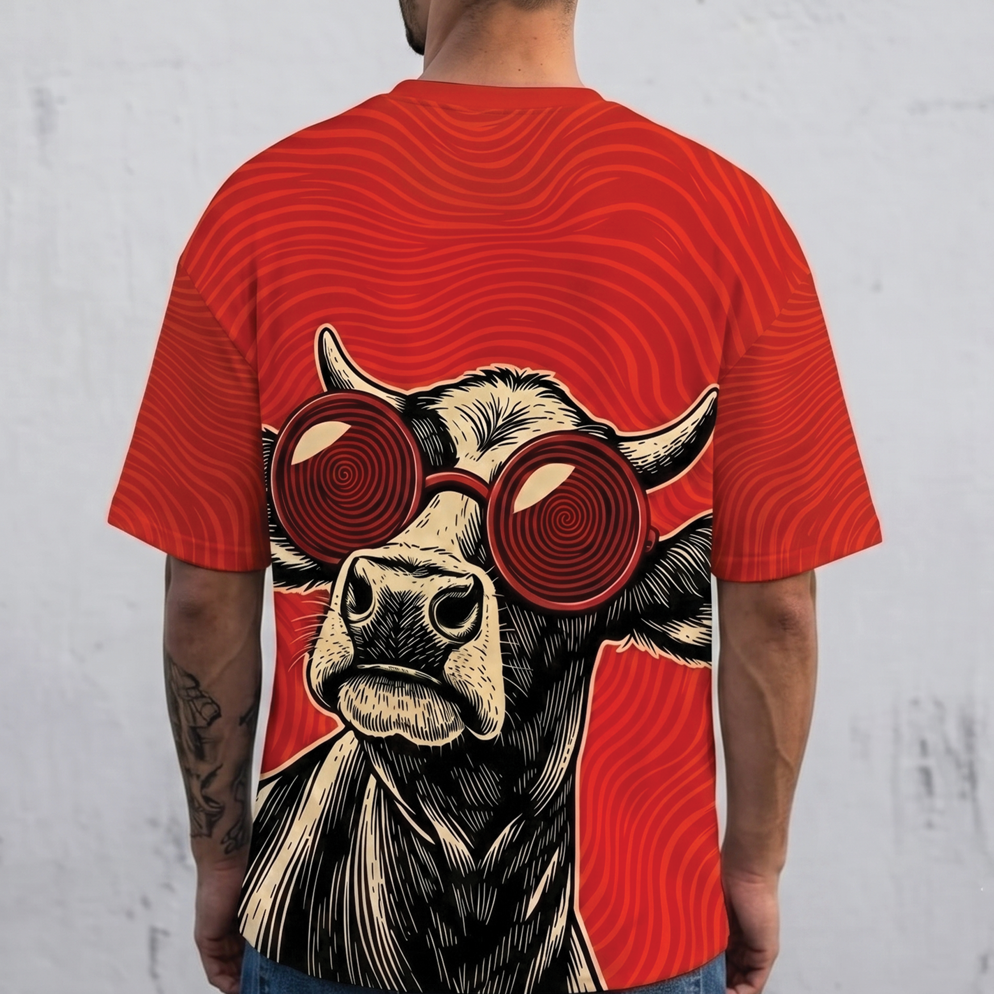 Hypnotic Cow with Sunglasses All Over Print Shirt
