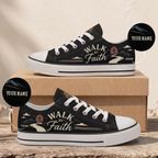 Personalized Walk by Faith Canvas Sneakers – Custom Name Christian Low Top Shoes