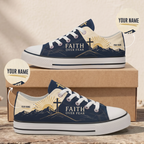 Personalized Faith Over Fear Canvas Sneakers – Custom Name Christian Low Top Shoes