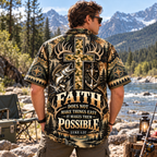 Faith Does Not Make Things Easy Luke 1:37 Christian Fishing Hawaiian Shirt