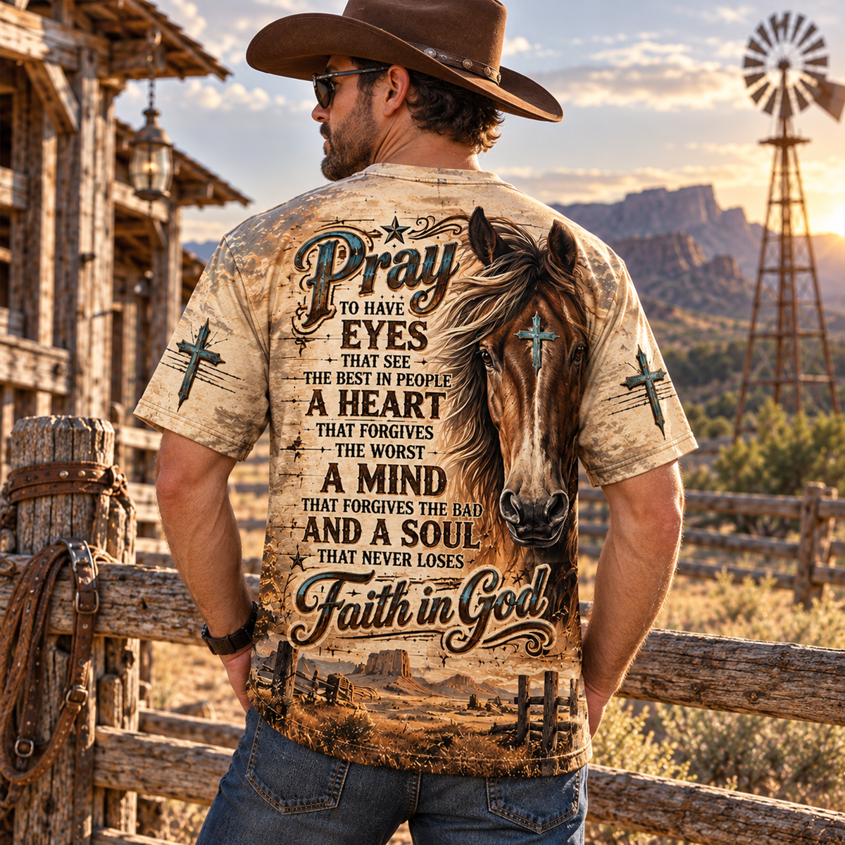 Pray to Have Eyes That See the Best in People Christian Horse All Over Print Shirt