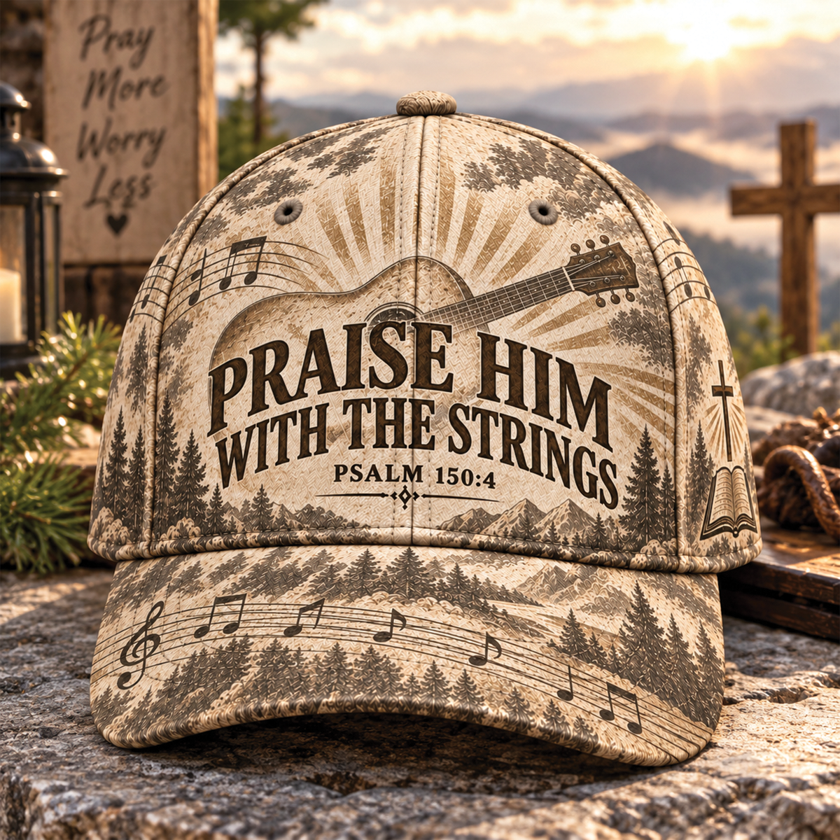Praise Him with the Strings Hat - Christian Baseball Cap