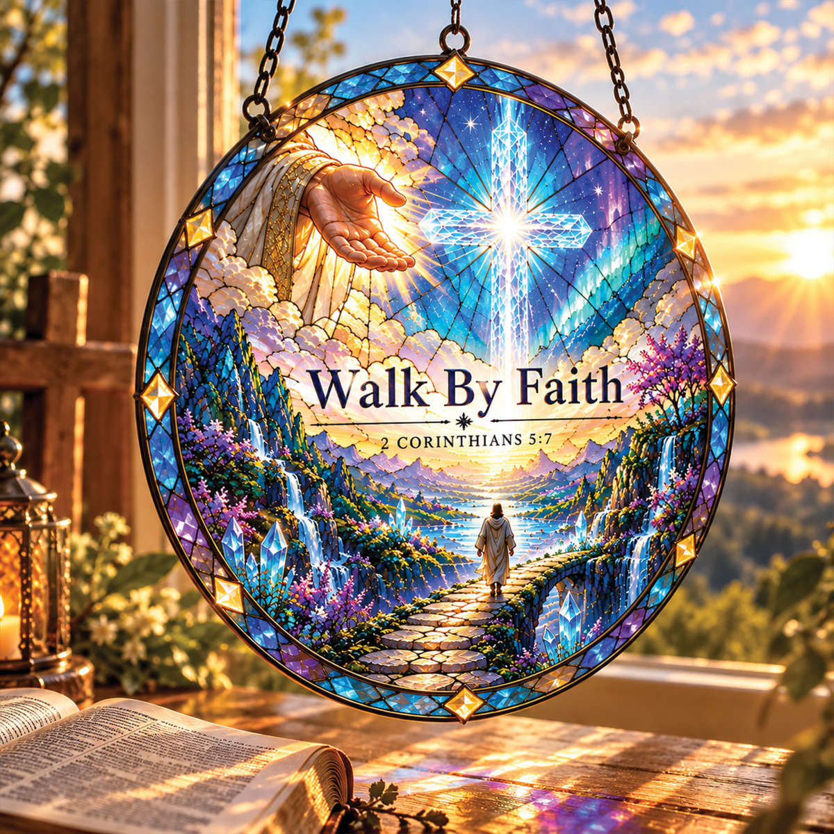 Walk by Faith Christian Acrylic Suncatcher