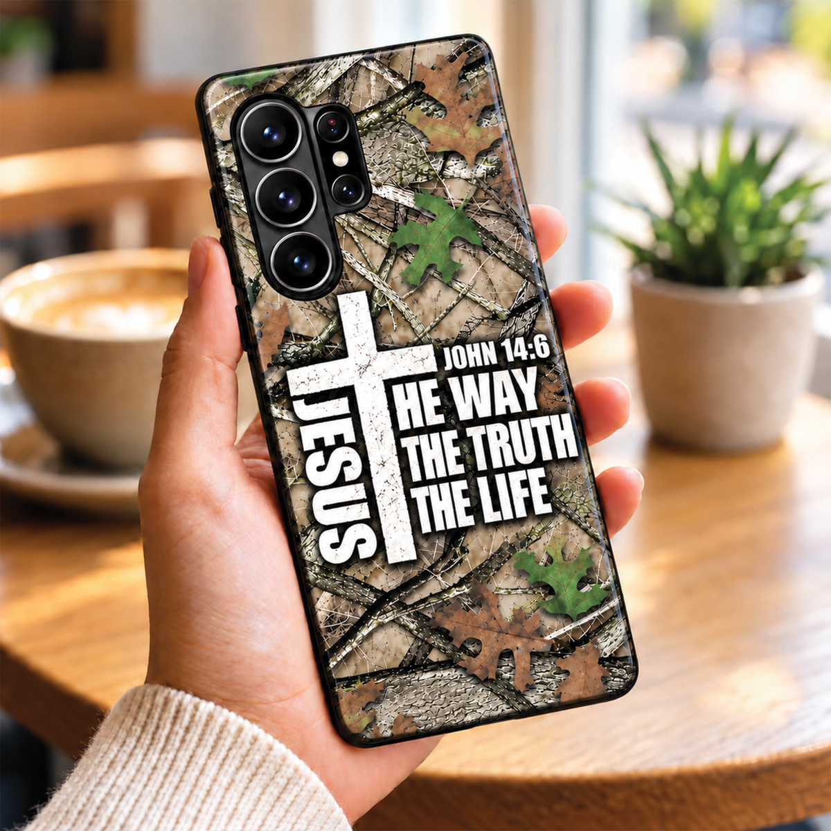 Jesus The Way Truth Life Christian Camo Phone Case