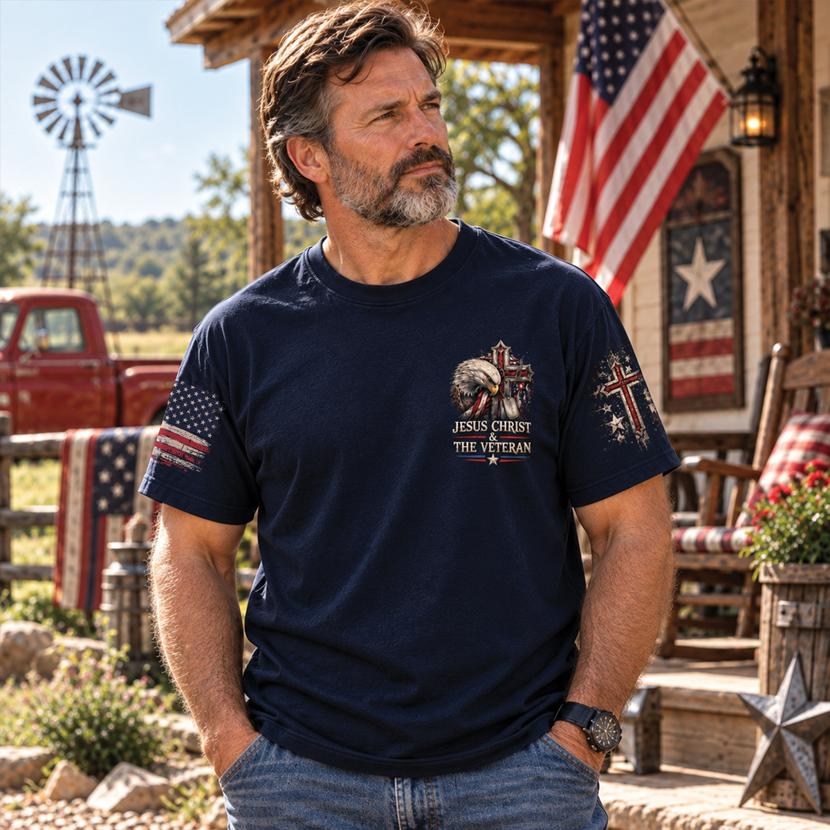 Jesus Christ & The Veteran Christian T-Shirt, Sweatshirt & Hoodie