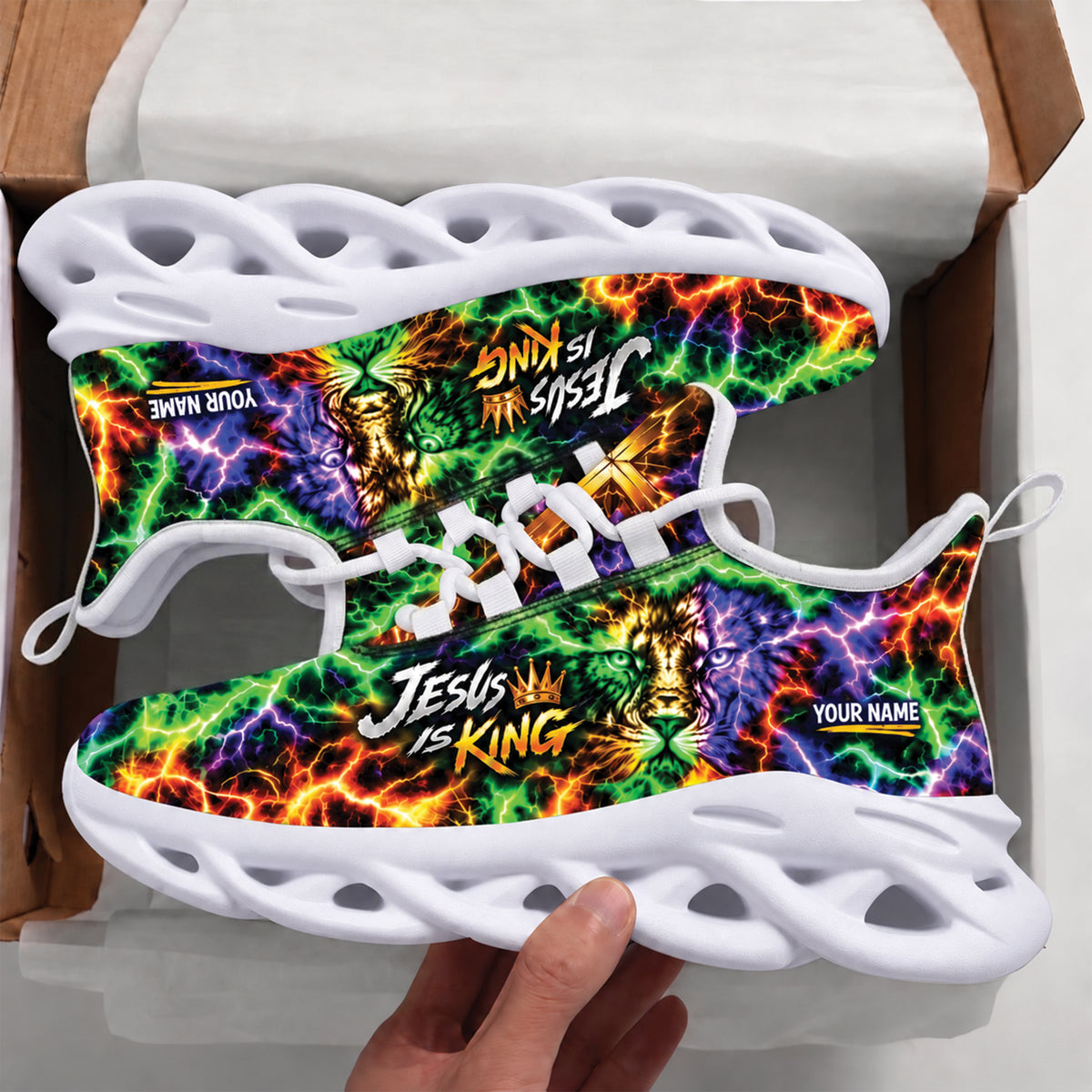 Personalized Jesus Is King Sneakers - Christian Max Soul Shoes