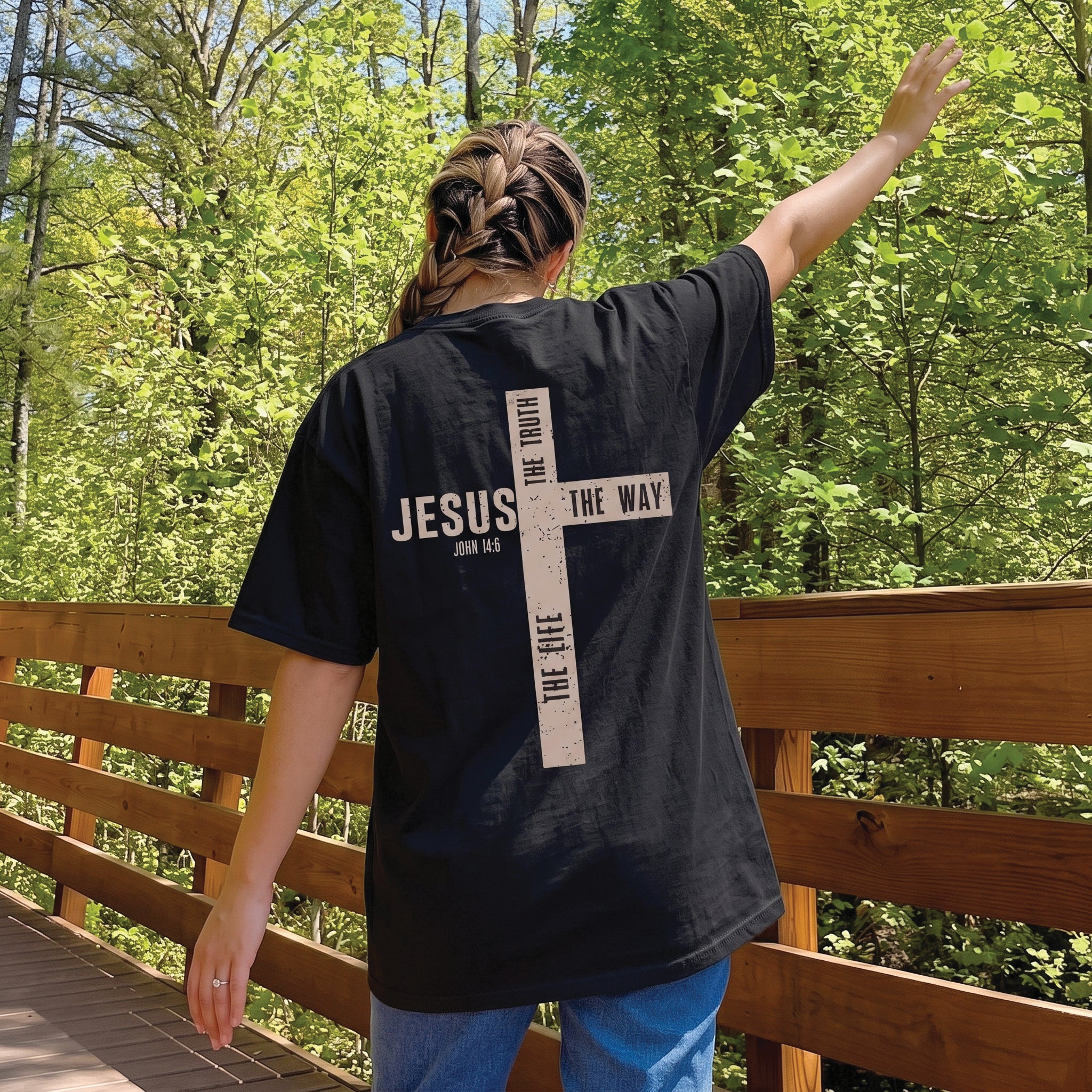 Jesus The Way The Truth The Life Christian Shirt, John 14:6 Cross Hoodie