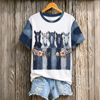 Western Horse Denim Print All Over Print Shirt