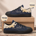 Personalized Faith Over Fear Canvas Sneakers – Custom Name Christian Low Top Shoes