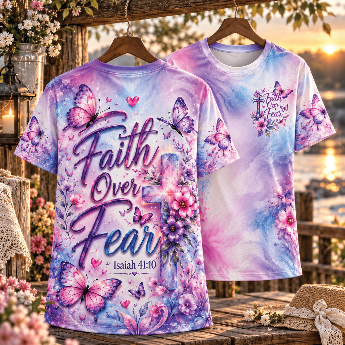 Faith Over Fear Butterfly Christian T-Shirt, Sweatshirt & Hoodie