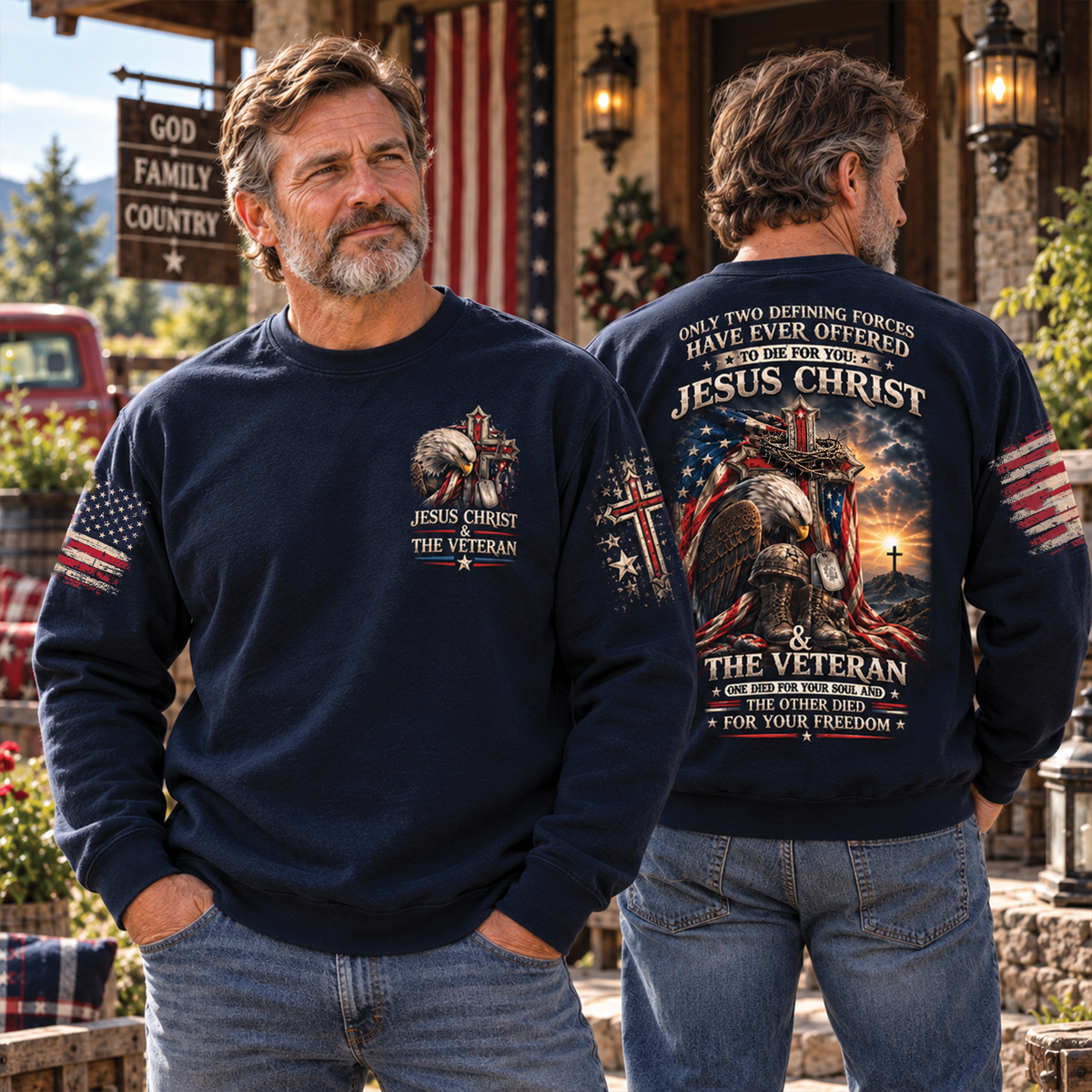 Jesus Christ & The Veteran Christian T-Shirt, Sweatshirt & Hoodie