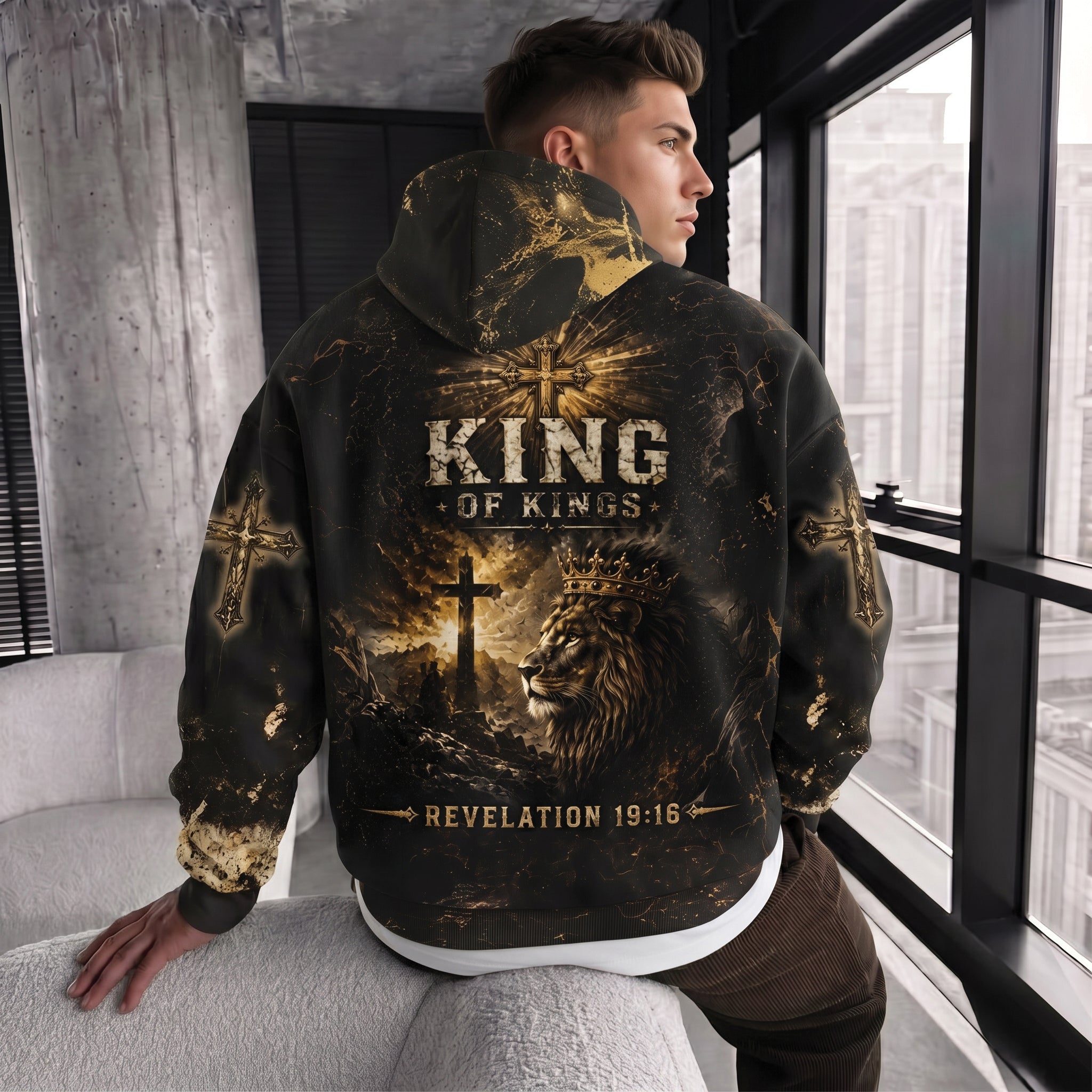 King of Kings Christian Hoodie, Jesus Is King Lion of Judah Hoodie