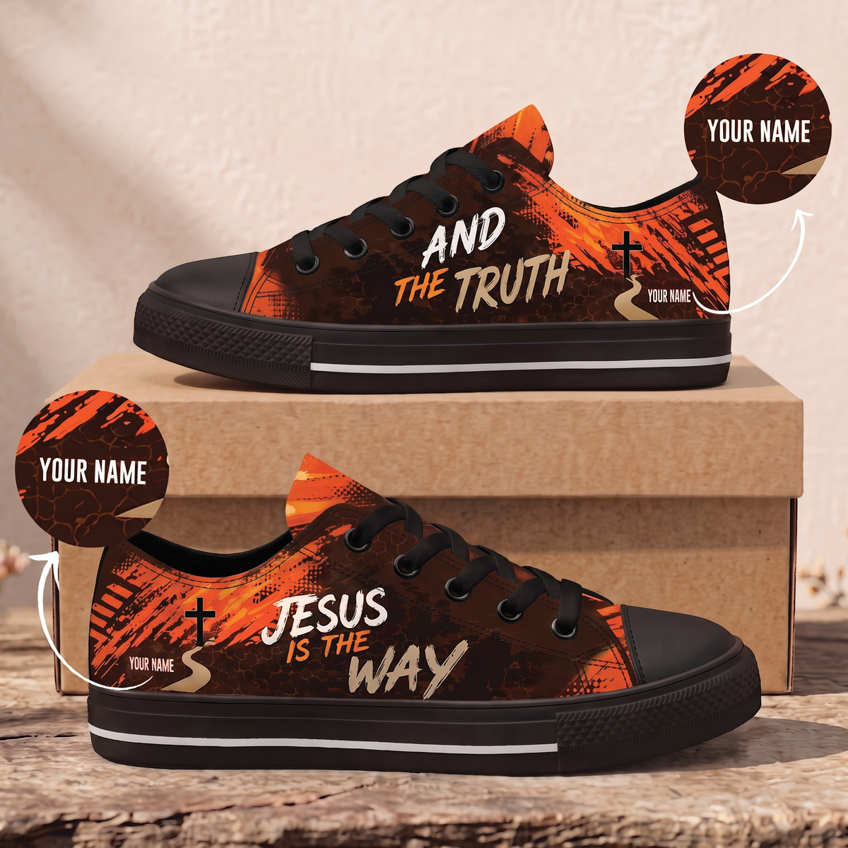Custom Name Jesus Is The Way and the Truth Christian Canvas Sneakers