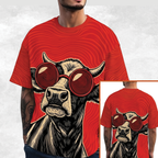 Hypnotic Cow with Sunglasses All Over Print Shirt