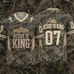 Jesus Is King Christian Football Jersey, Camo Faith Jersey
