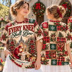 Every Knee Shall Bow Christian Christmas Patchwork All Over Print Shirt