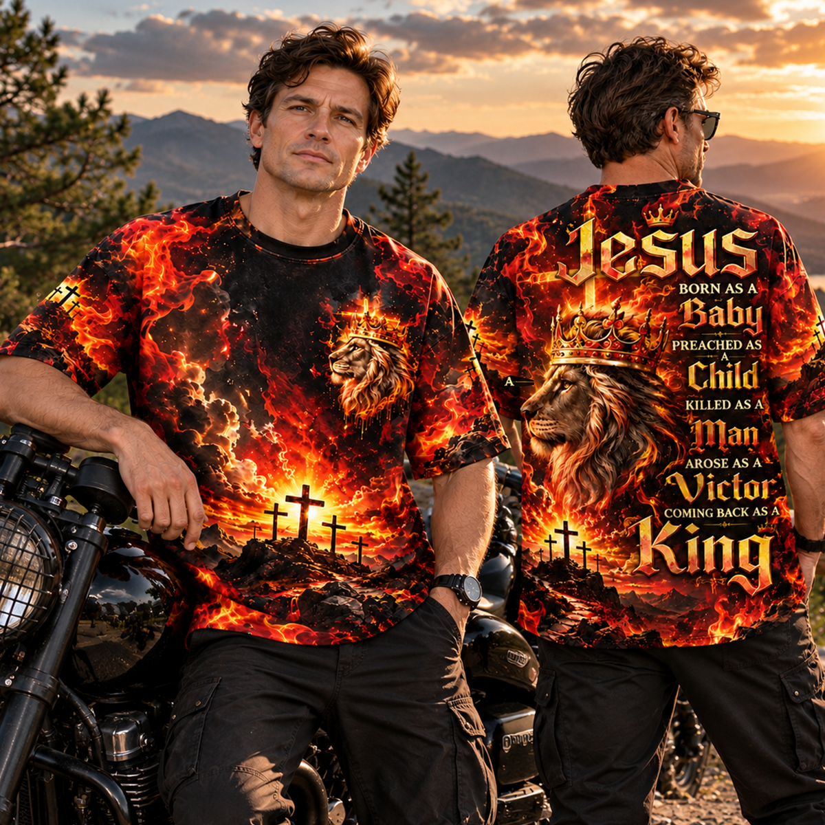Jesus Lion of Judah Born as a Baby Coming Back as a King All Over Print Shirt