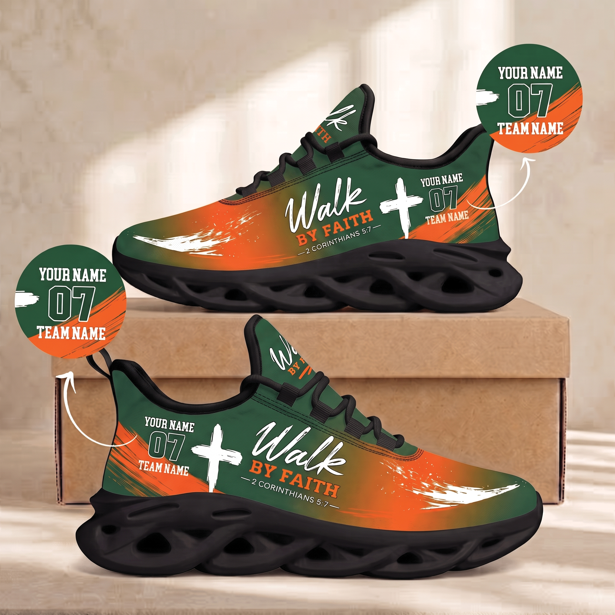 Custom Christian Sneakers – Walk by Faith Max Soul Shoes