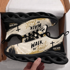 Custom Name Christian Sneakers, Walk by Faith Max Soul Shoes