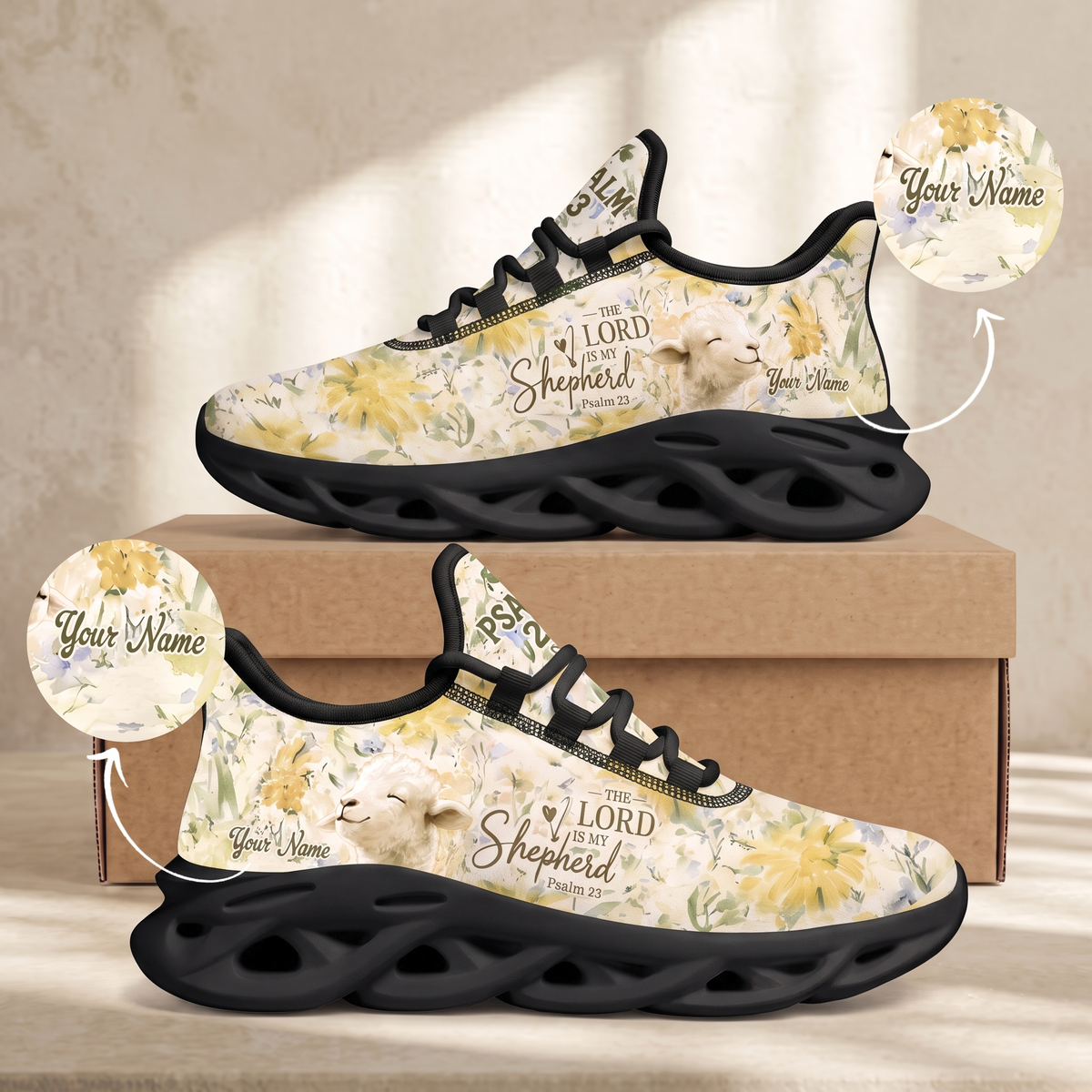 Custom Name The Lord Is My Shepherd Sneakers - Christian Max Soul Shoes