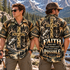 Faith Does Not Make Things Easy Luke 1:37 Christian Fishing Hawaiian Shirt