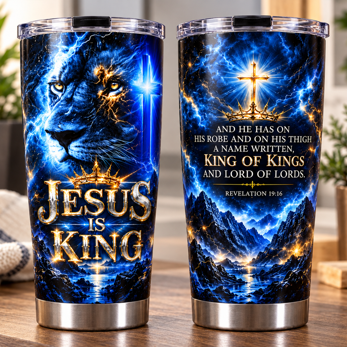 Jesus Is King Lion of Judah Christian Tumbler
