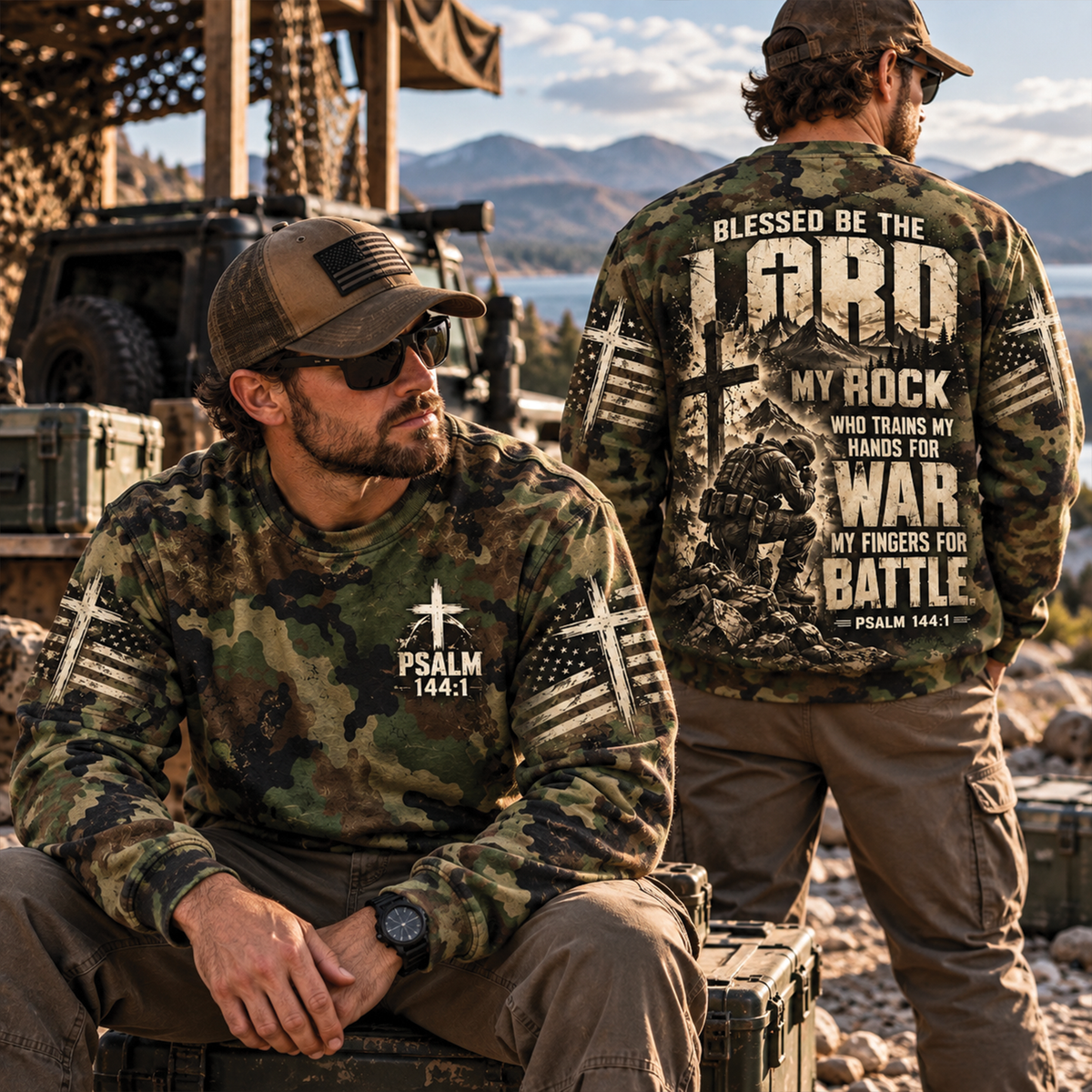 Blessed Be The Lord My Rock Camo Christian T-Shirt, Sweatshirt & Hoodie