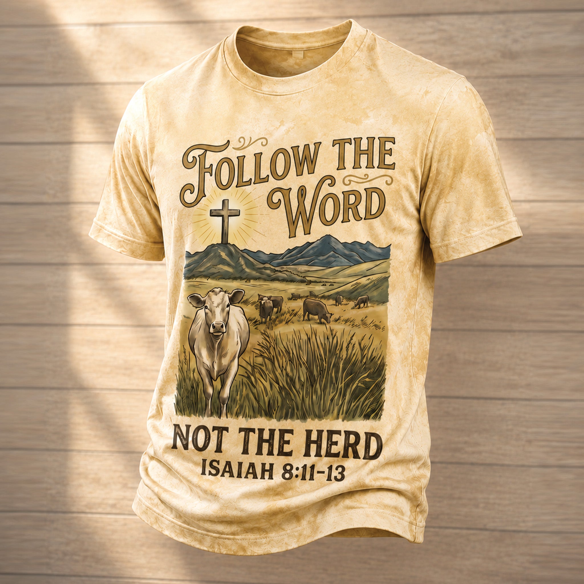 Follow the Word Not the Herd Christian All Over Print Shirt, Isaiah 8:11–13 Western Cow Shirt