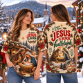 Jesus Is Born Christian Christmas All Over Print Shirt