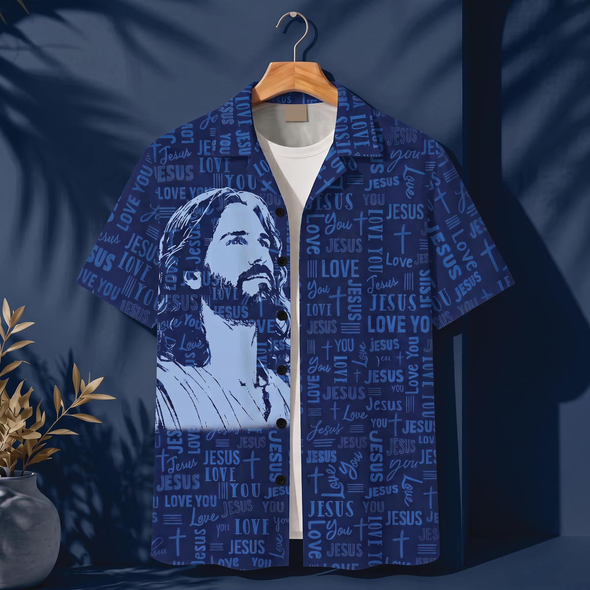 Jesus Love You Christian Hawaiian Shirt - Navy All Over Print