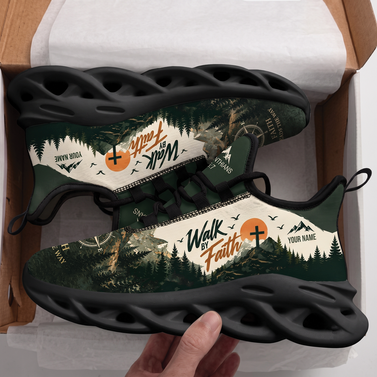 Custom Name Walk by Faith Mountain Sneakers - Christian Max Soul Shoes