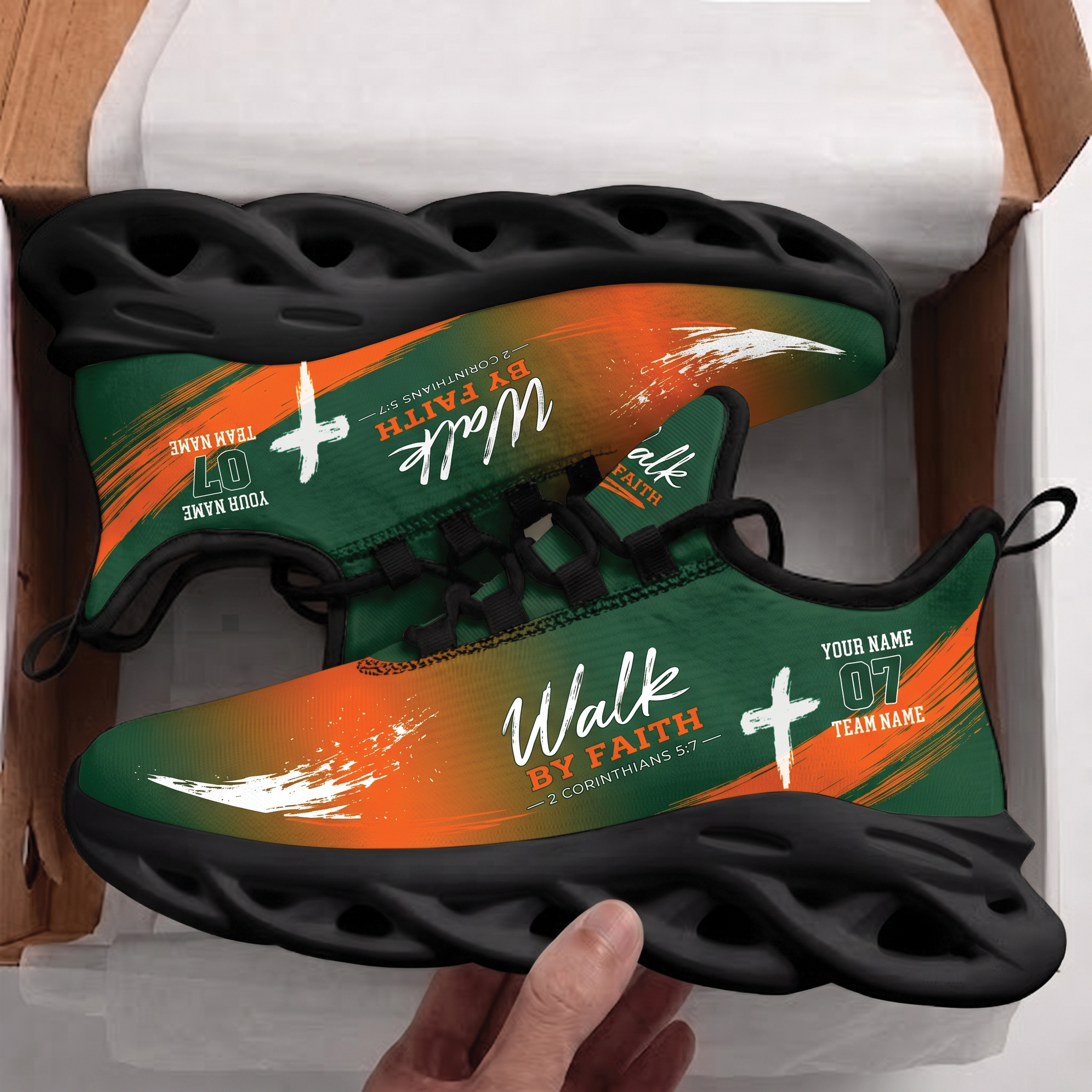 Custom Christian Sneakers – Walk by Faith Max Soul Shoes