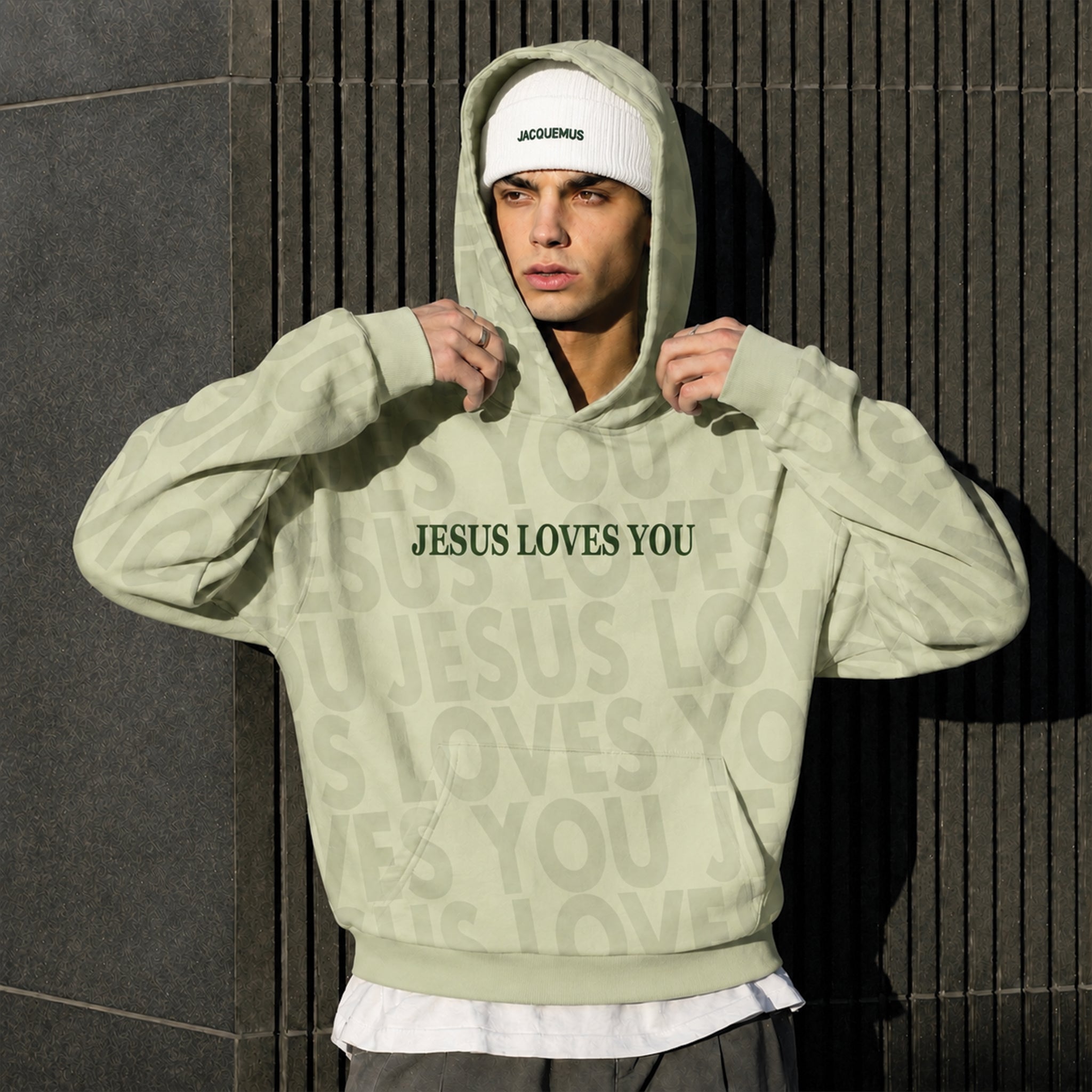 Jesus Loves You Unisex Hoodie, Mint & Green Faith-Based Streetwear