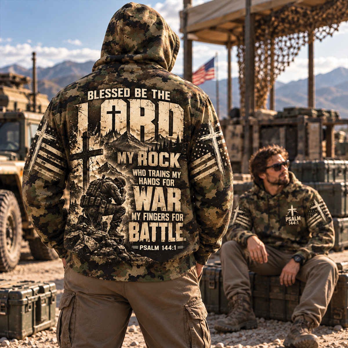 Blessed Be The Lord My Rock Camo Christian T-Shirt, Sweatshirt & Hoodie