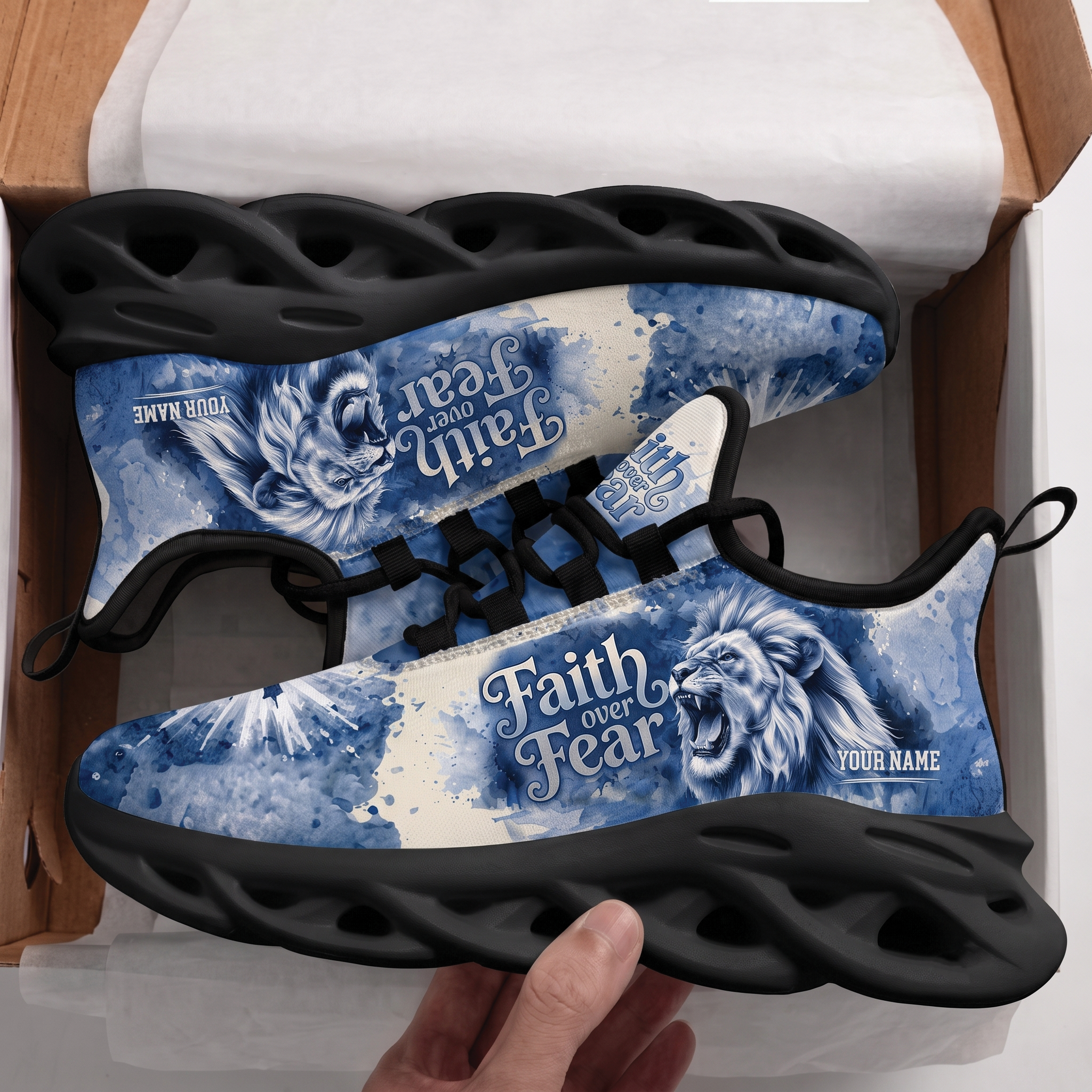 Custom Name Faith Over Fear Sneakers, Christian Max Soul Shoes