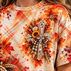 Christian Fall Floral Cross Thanksgiving All Over Print Shirt