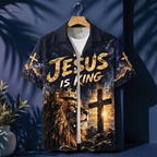 Jesus Is King Hawaiian Shirt - Christian Lion of Judah Shirt