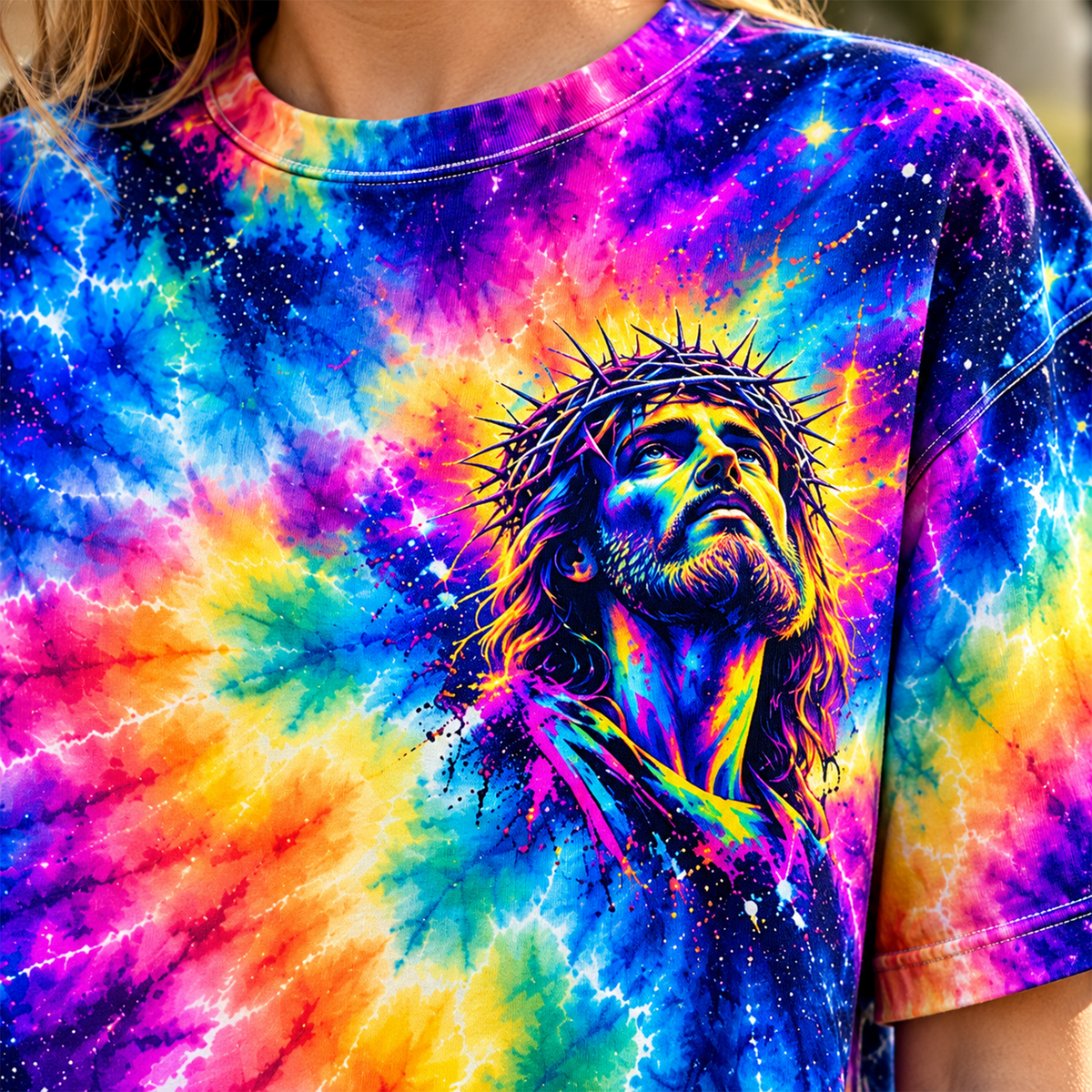 Blessed By God Loved By Jesus Led By The Spirit Tie Dye Christian All Over Print Shirt