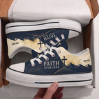 Personalized Faith Over Fear Canvas Sneakers – Custom Name Christian Low Top Shoes