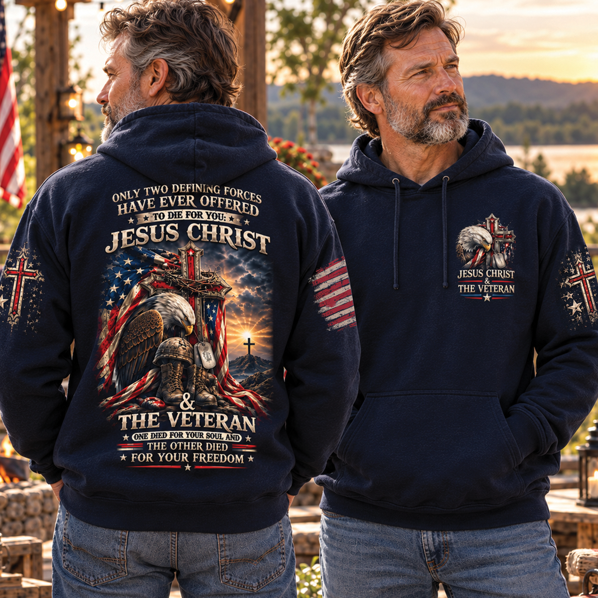 Jesus Christ & The Veteran Christian T-Shirt, Sweatshirt & Hoodie