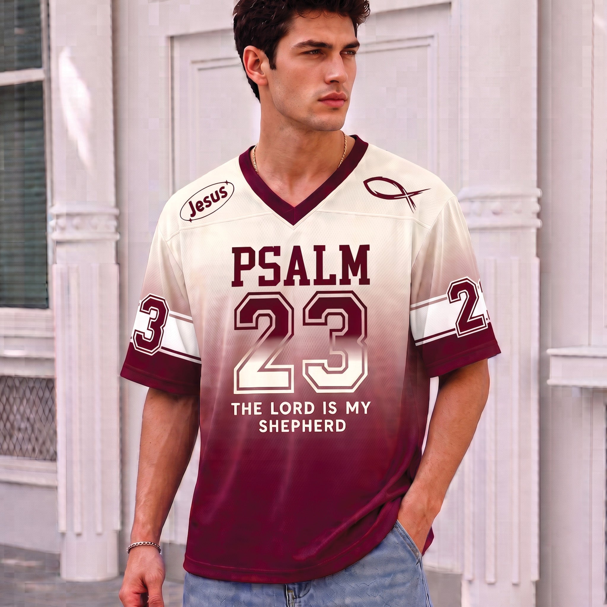 Christian Football Jersey, The Lord Is My Shepherd Faith Jersey