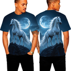 Moonlight White Horse 3D Printed T-Shirt
