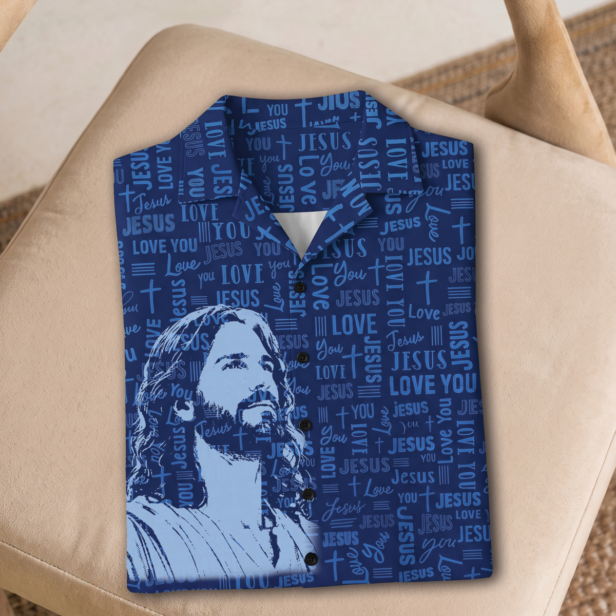 Jesus Love You Christian Hawaiian Shirt - Navy All Over Print