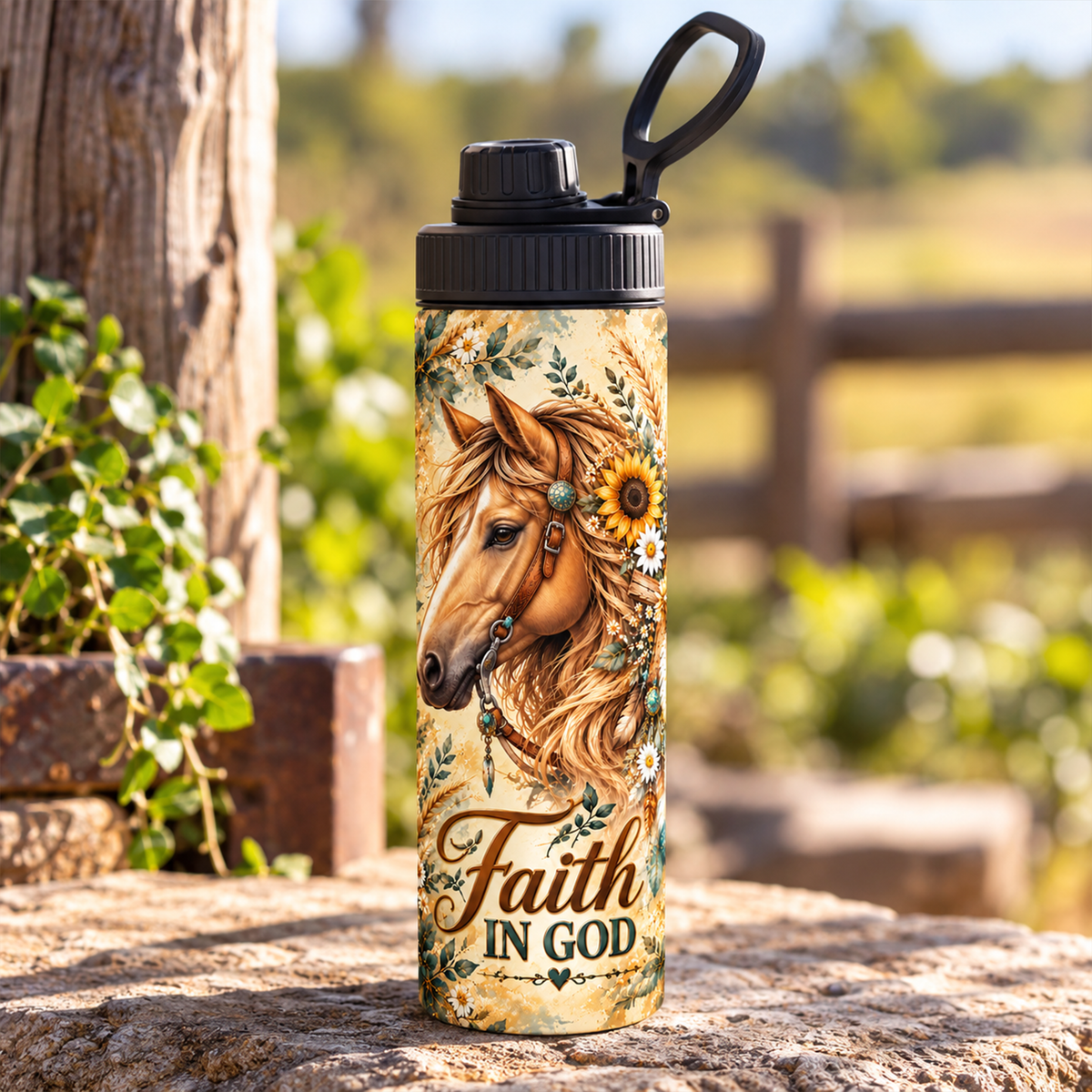 Faith in God Horse Christian Tumbler