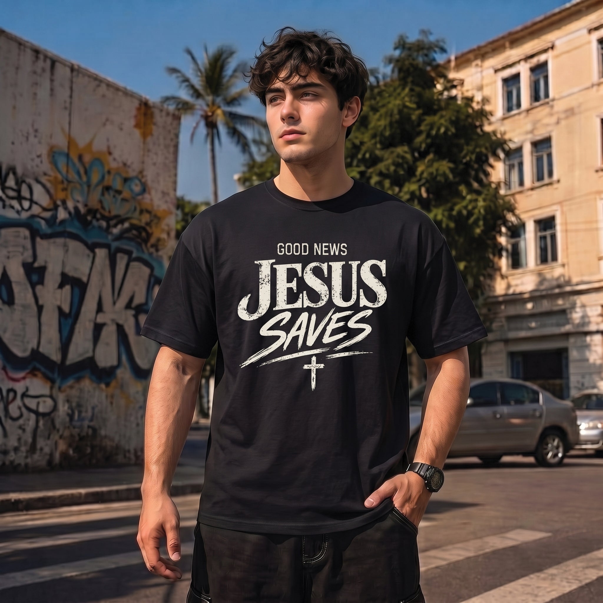 Good News Jesus Saves T-Shirt, Christian Bible Verse Hoodie