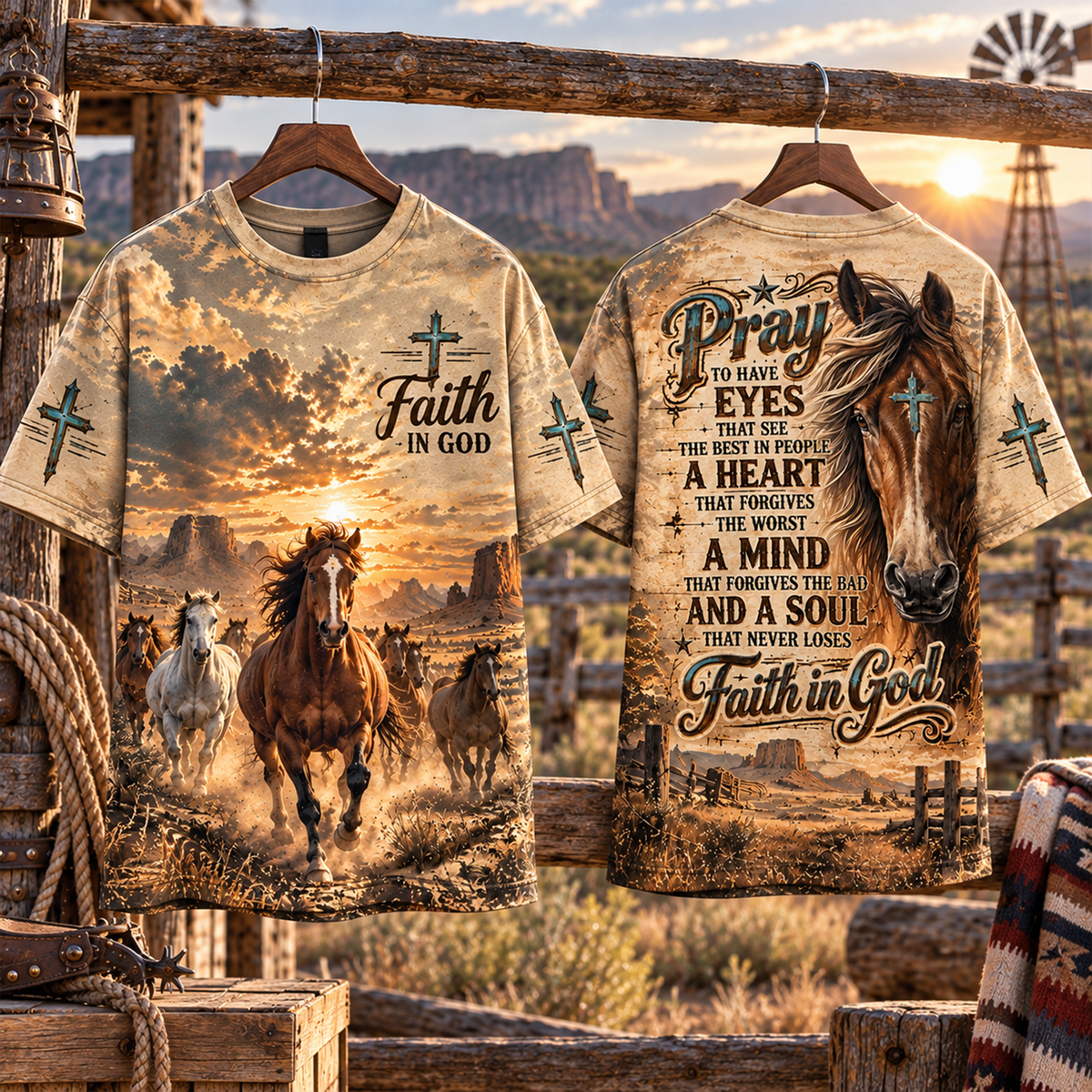 Pray to Have Eyes That See the Best in People Christian Horse All Over Print Shirt